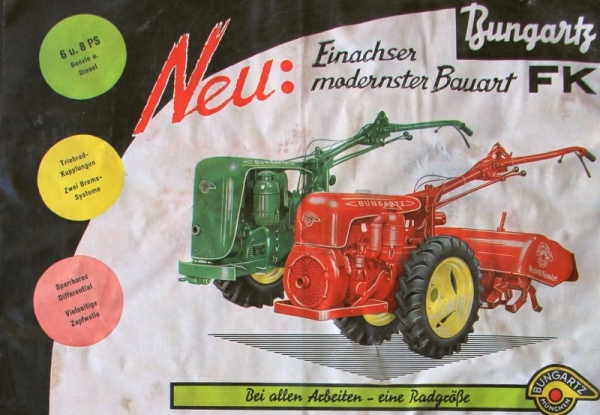 Bungartz FK Einachser 6 PS Modelprogram 1961 Tractorbrochure (3855)